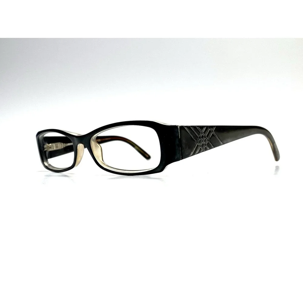 Burberry Black Clear Rectangular Glasses Wide Temple Italy 50 15 130